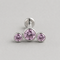 Triple Curved Purple CZ Gem Labret - Titanium - Camden Body Jewellery