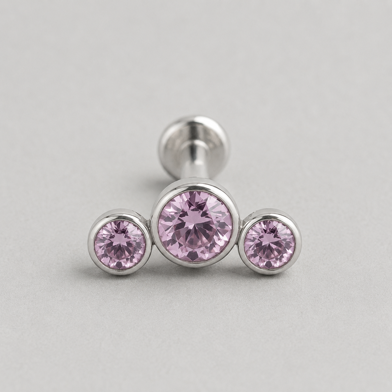 Triple Curved Purple CZ Gem Labret - Titanium - Camden Body Jewellery