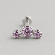 Triple Curved Purple CZ Gem Labret - Titanium - Camden Body Jewellery