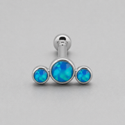 Triple Curved Blue Opal CZ Gem Labret - Titanium - Camden Body Jewellery