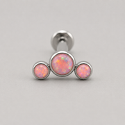 Triple Curved Light Pink Opal CZ Gem Labret - Titanium - Camden Body Jewellery