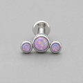 Triple Curved Purple Opal CZ Gem Labret - Titanium - Camden Body Jewellery