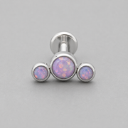 Triple Curved Purple Opal CZ Gem Labret - Titanium - Camden Body Jewellery
