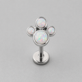 Dog Paw White Opal CZ Labret - Titanium - Camden Body Jewellery