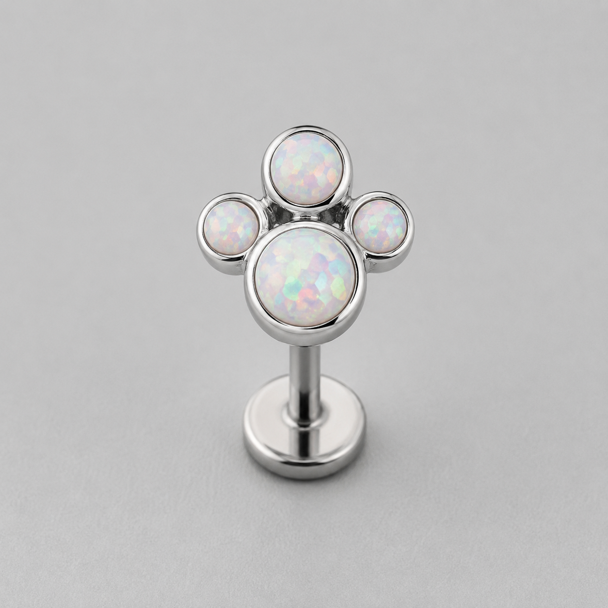 Dog Paw White Opal CZ Labret - Titanium - Camden Body Jewellery