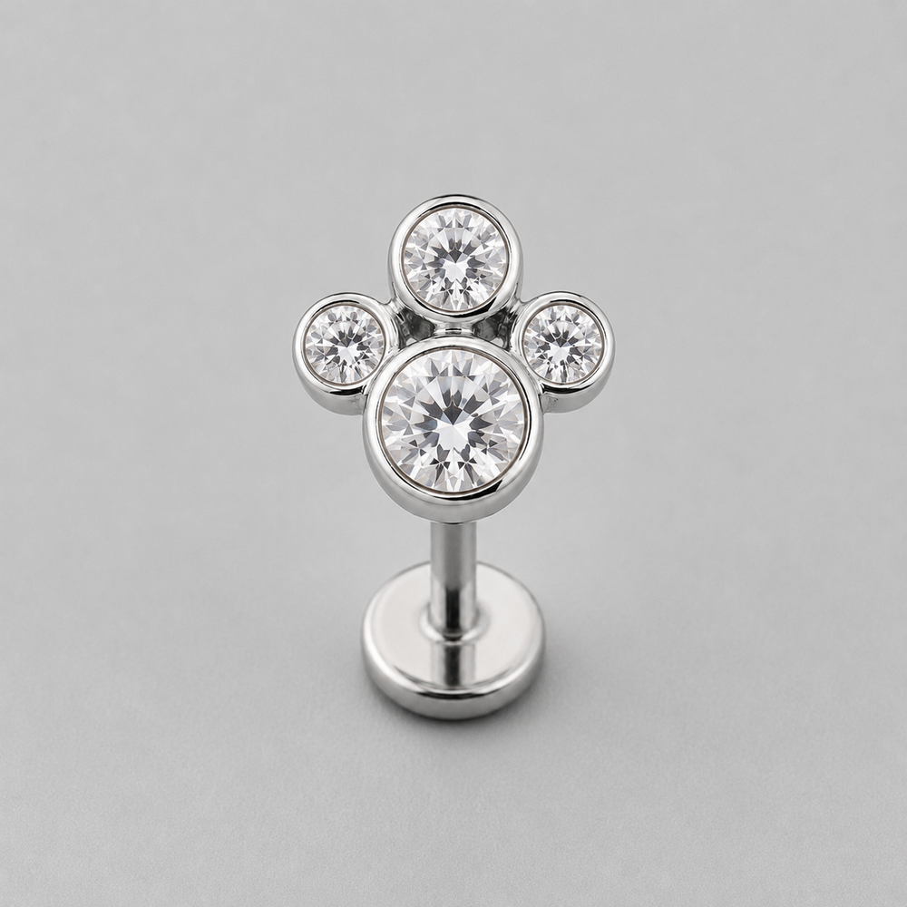 Dog Paw Clear CZ Labret - Titanium