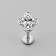 Dog Paw Clear CZ Labret - Titanium - Camden Body Jewellery