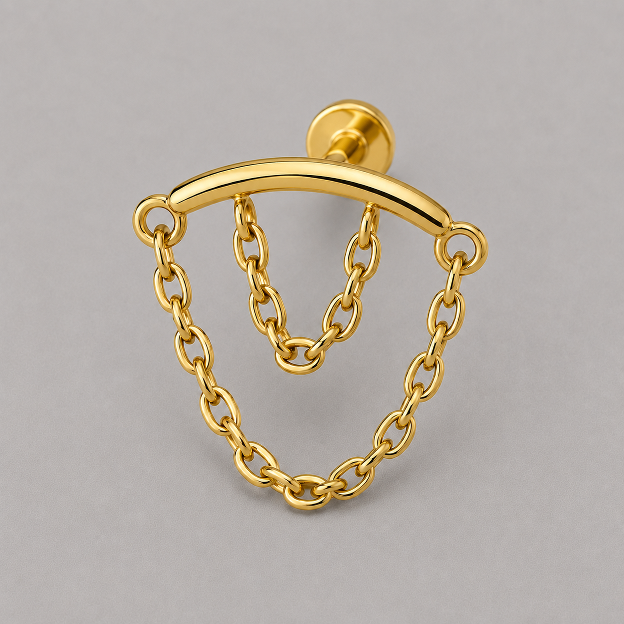 Curved Bar Double Chain Dangle in Gold - Titanium - Camden Body Jewellery