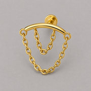 Curved Bar Double Chain Dangle in Gold - Titanium - Camden Body Jewellery
