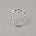 Curved Bar Round CZ Chain Dangle in Silver - Titanium - Camden Body Jewellery