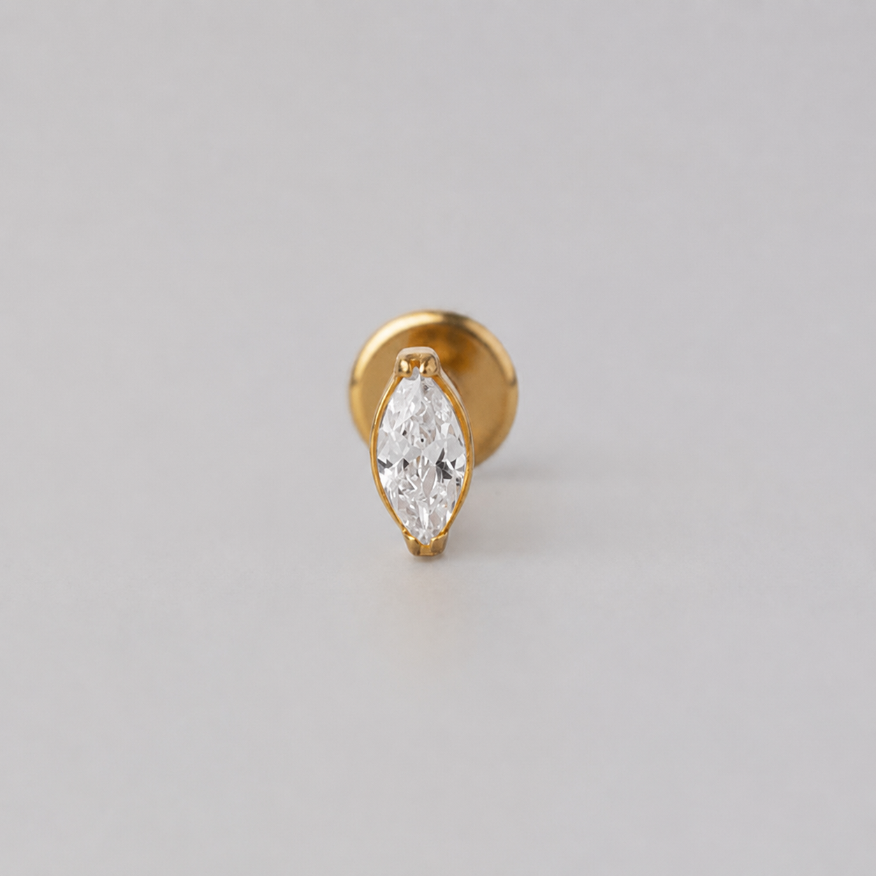 Oval Clear CZ Labret in Gold - Titanium - Camden Body Jewellery