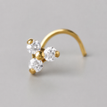 Screw Shape Nose Stud Triple Trinity in Gold - Titanium - Camden Body Jewellery