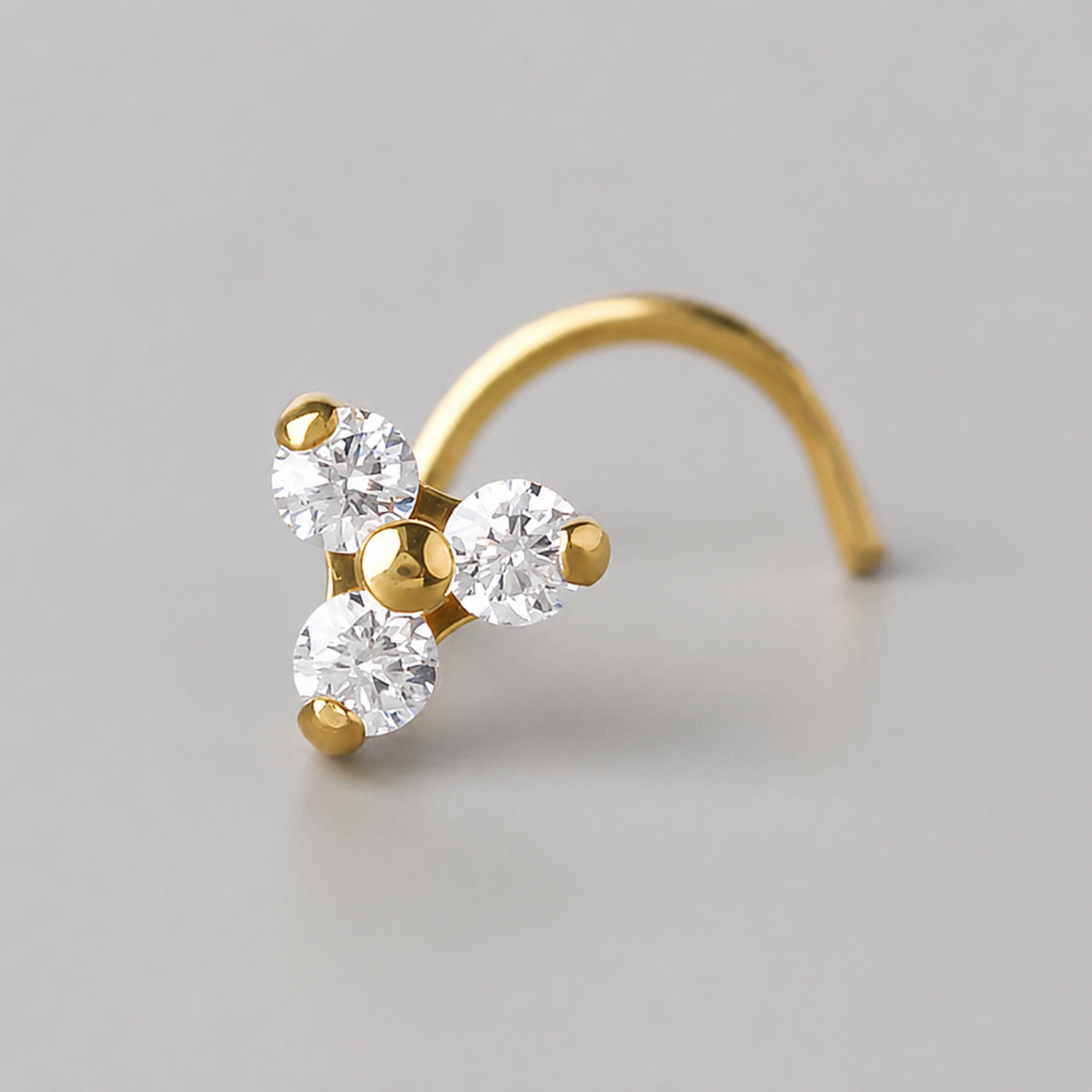 Screw Shape Nose Stud Triple Trinity in Gold - Titanium - Camden Body Jewellery