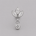 Triple Flower Petal with Circular CZ Dangle Labret in Silver - Titanium - Camden Body Jewellery