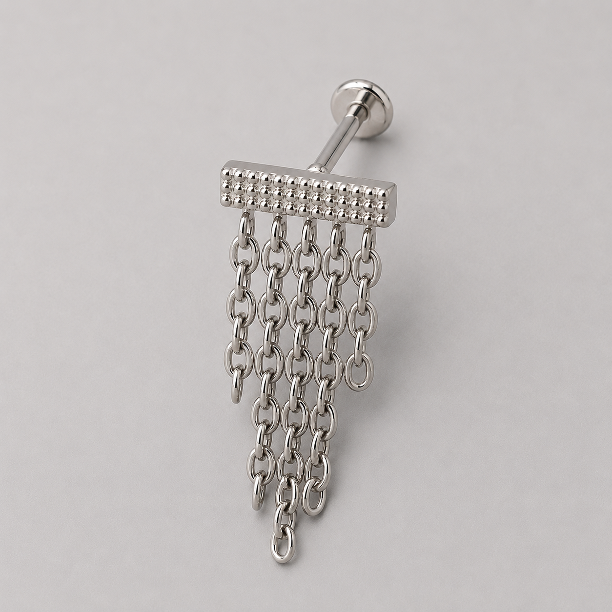 Drape Chain Dangle Labret in Silver - Titanium - Camden Body Jewellery