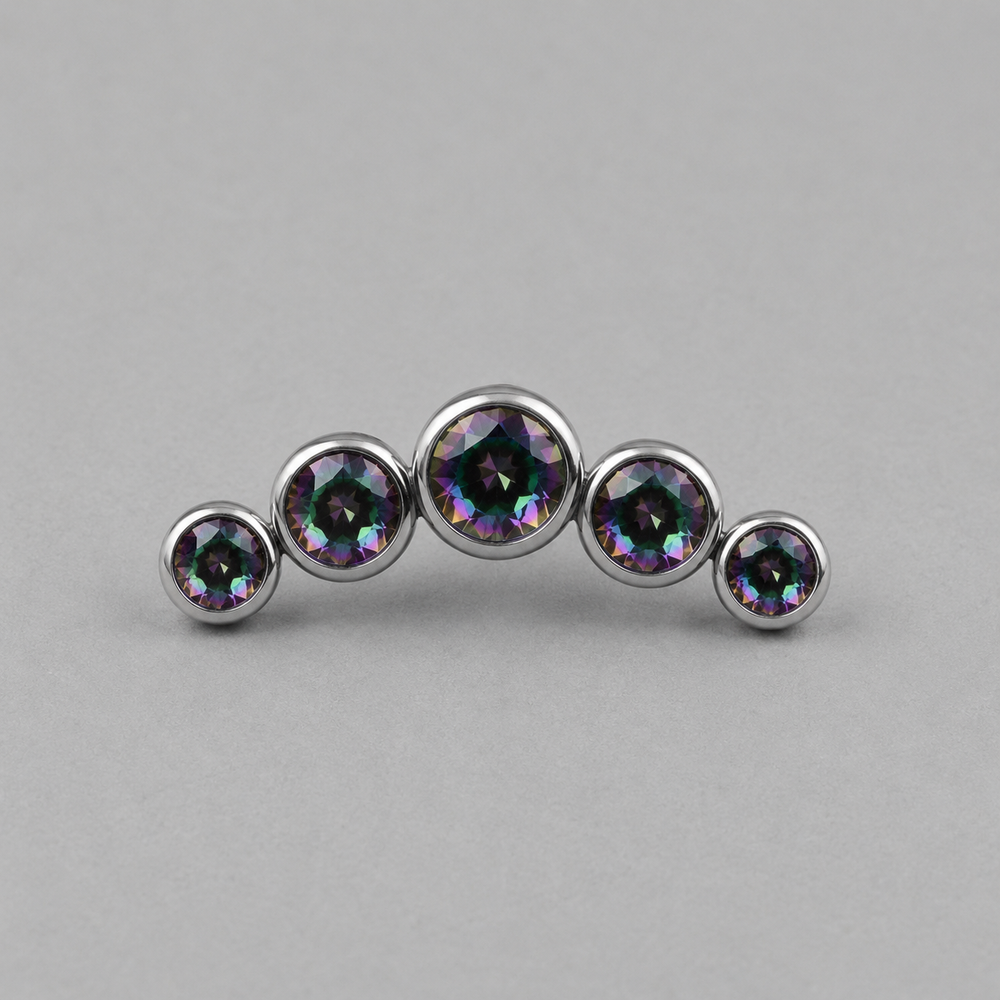 Five Curved VM CZ Gem Labret - Titanium