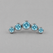 Five Curved Aqua CZ Gem Labret - Titanium