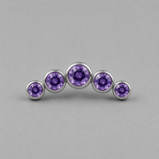 Five Curved Purple CZ Gem Labret - Titanium