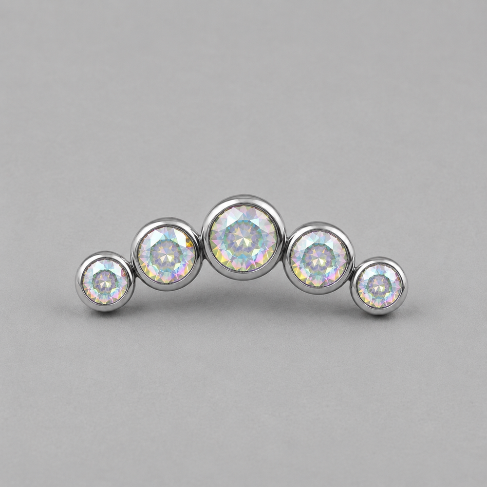 Five Curved AB CZ Gem Labret - Titanium