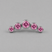 Five Curved Pink CZ Gem Labret - Titanium