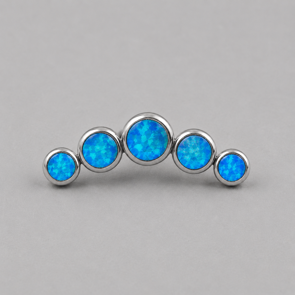 Five Curved Blue Opal Gem Labret - Titanium
