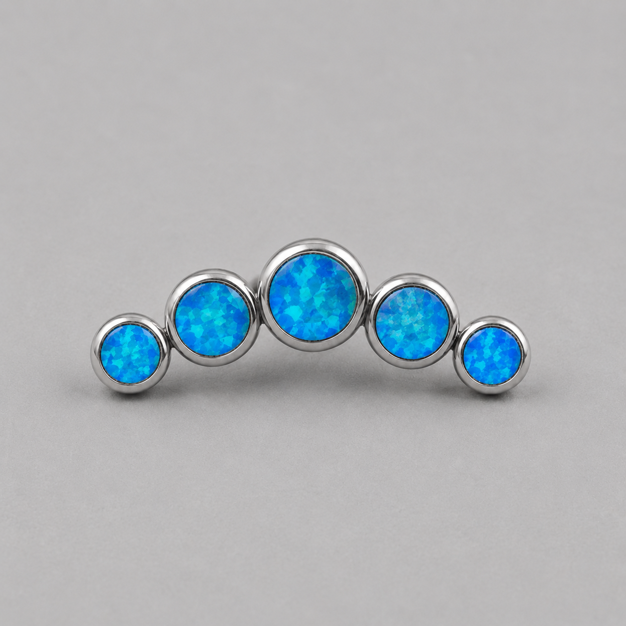 Five Curved Blue Opal Gem Labret - Titanium