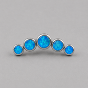 Five Curved Blue Opal Gem Labret - Titanium
