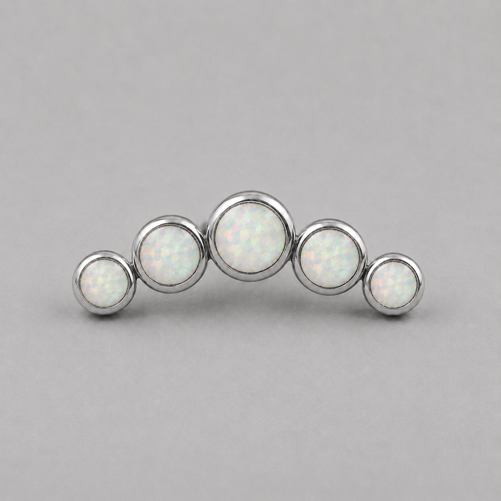 Five Curved White Opal Gem Labret - Titanium
