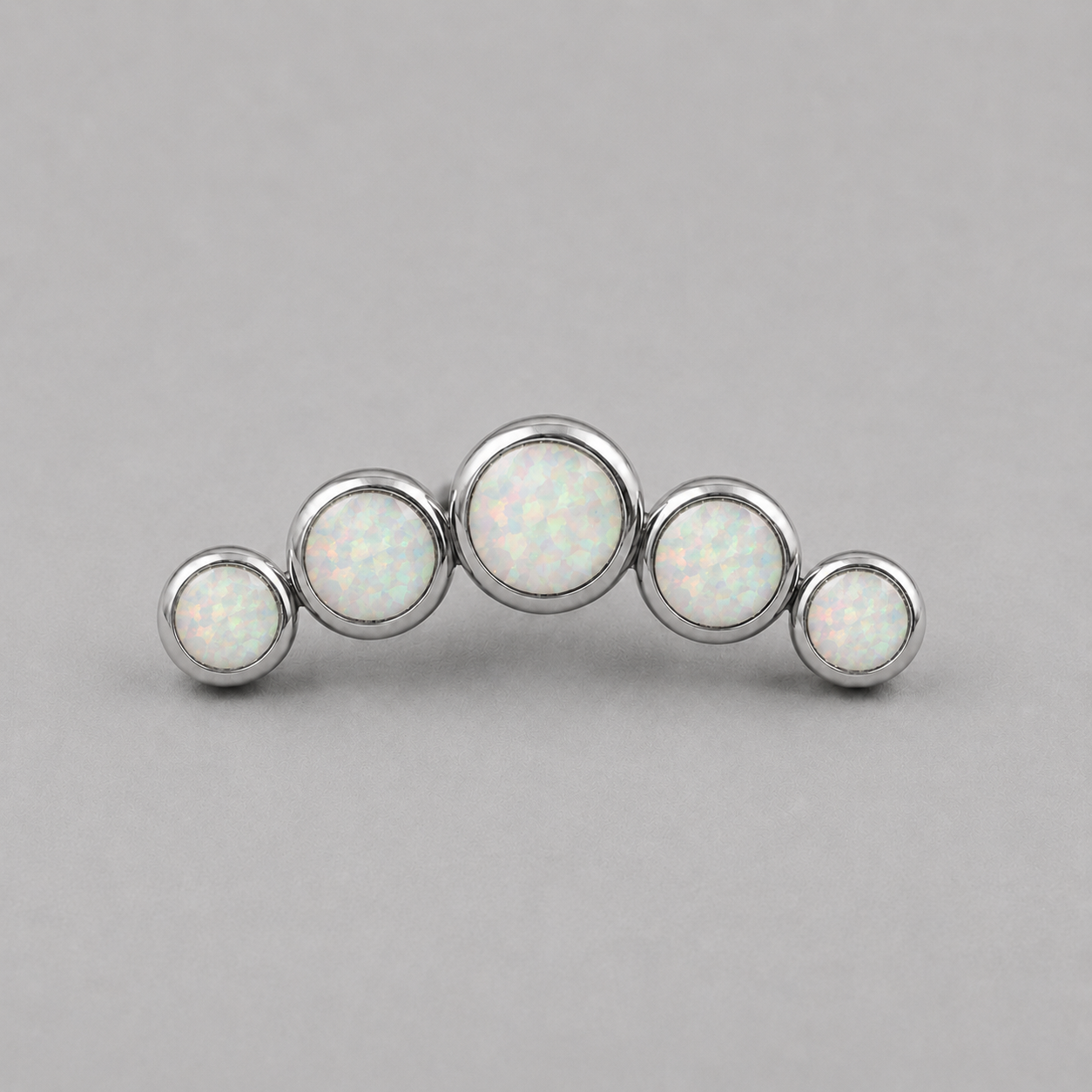 Five Curved White Opal Gem Labret - Titanium