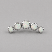 Five Curved White Opal Gem Labret - Titanium