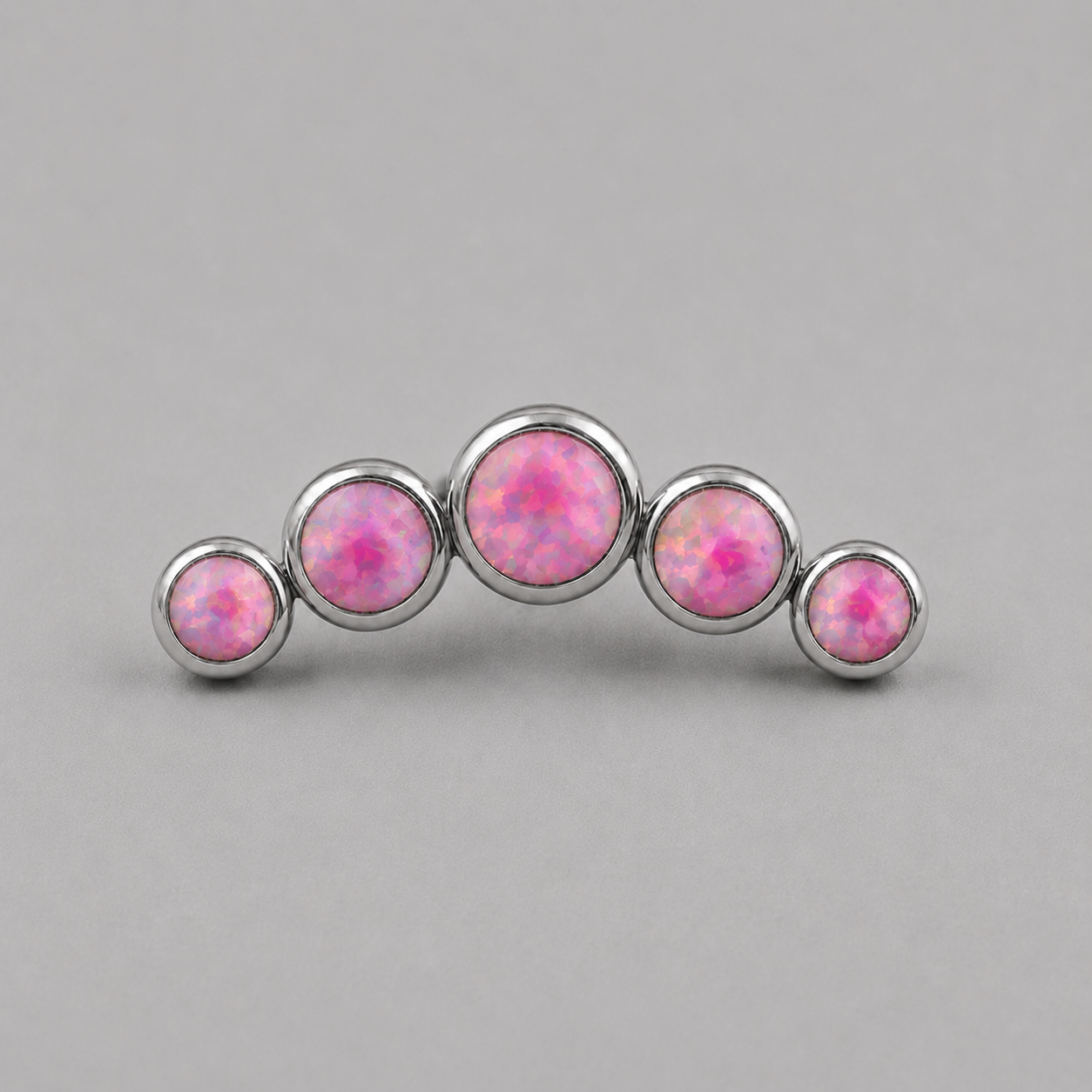 Five Curved Pink Opal Gem Labret - Titanium