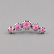 Five Curved Pink Opal Gem Labret - Titanium
