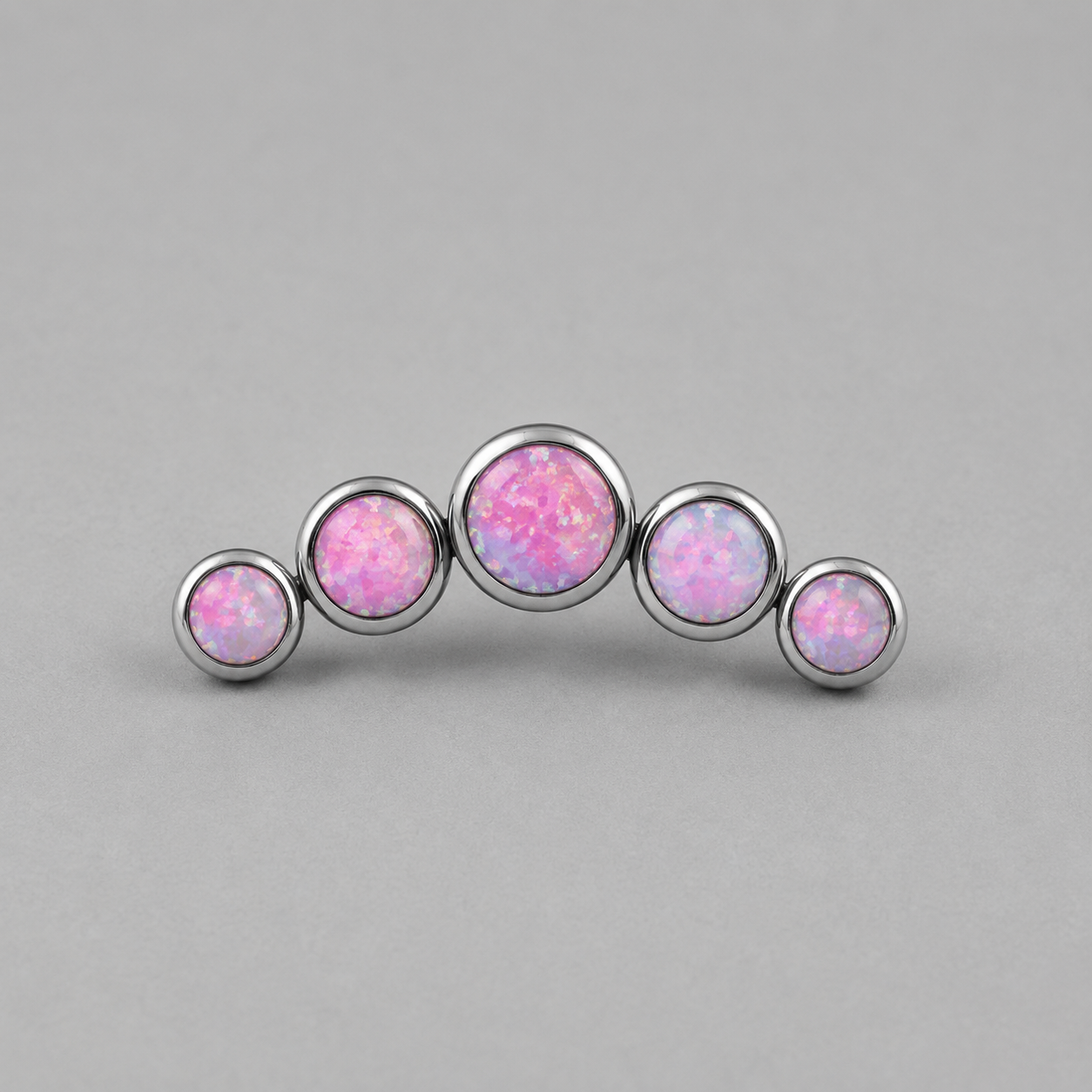 Five Curved Light Pink Opal Gem Labret - Titanium