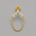 Arrow Five CZ Chain Dangle Labret in Gold - Titanium - Camden Body Jewellery