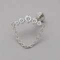 Curved Five CZ Chain Dangle Labret in Silver - Titanium - Camden Body Jewellery