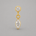 Circular with Oval CZ Dangle Labret in Gold - Titanium - Camden Body Jewellery