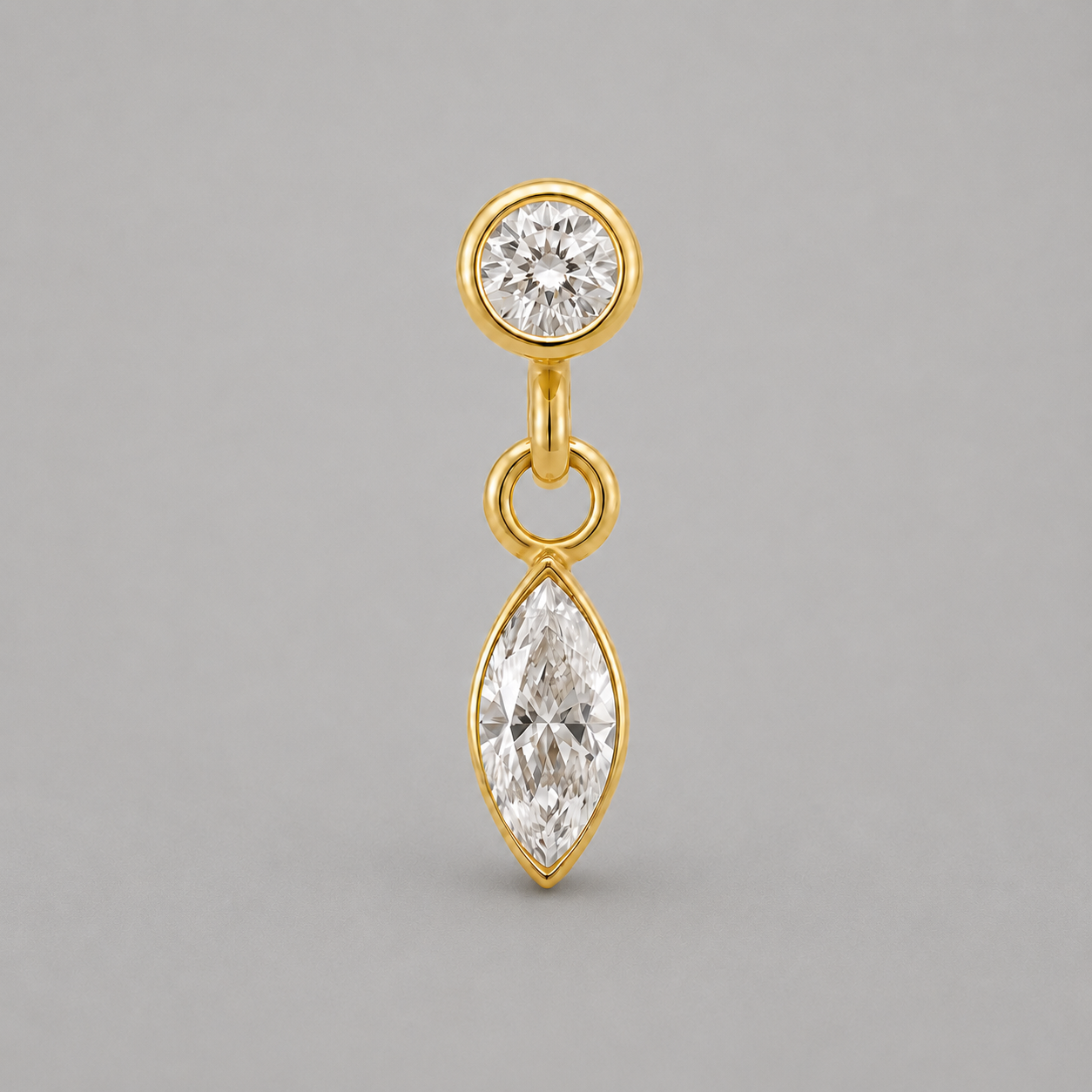 Circular with Oval CZ Dangle Labret in Gold - Titanium