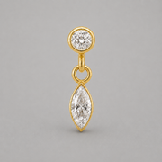 Circular with Oval CZ Dangle Labret in Gold - Titanium