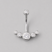 5 Curved Clear CZ Belly Bar in Silver - Titanium
