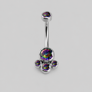 4 Stone VM CZ Belly Bar in Silver - Titanium