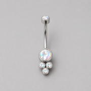 4 Stone AB CZ Belly Bar in Silver - Titanium