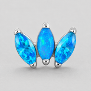 Triple Marquise Blue Opal + Aqua Labret in Silver - Titanium - Camden Body Jewellery