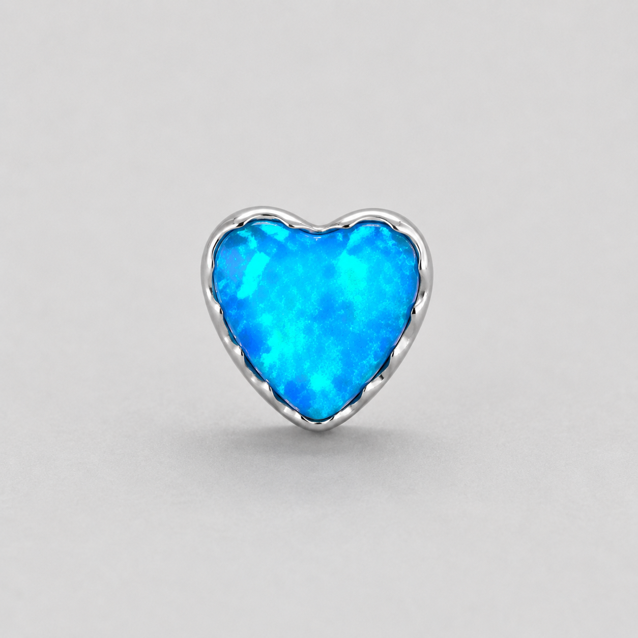 Hearty Blue Opal Labret in Silver - Titanium - Camden Body Jewellery