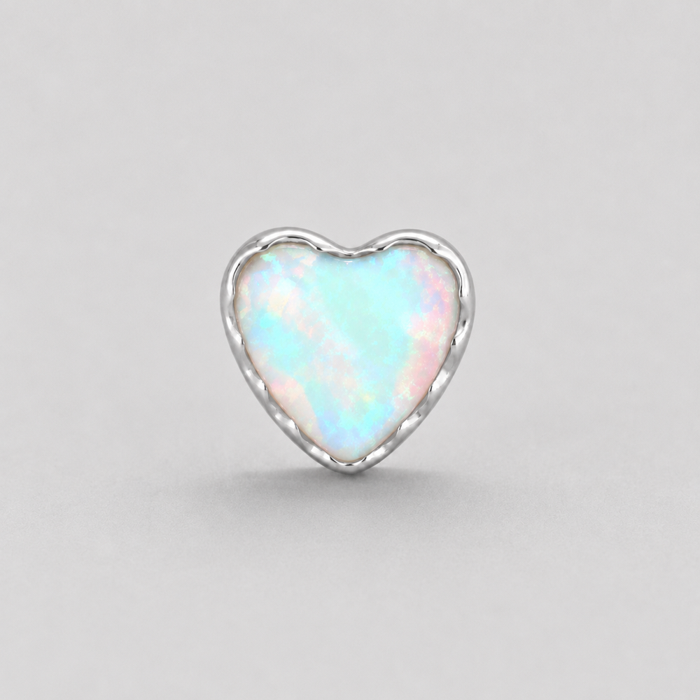Hearty White Opal Labret in Silver - Titanium