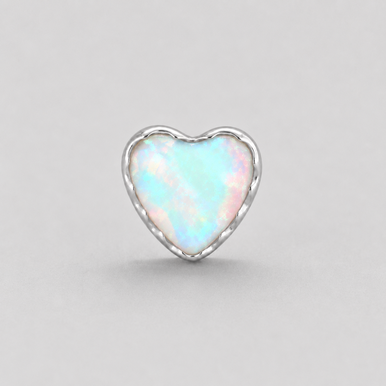 Hearty White Opal Labret in Silver - Titanium - Camden Body Jewellery