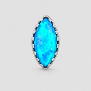 Lined Oval Blue Opal Labret in Silver - Titanium - Camden Body Jewellery