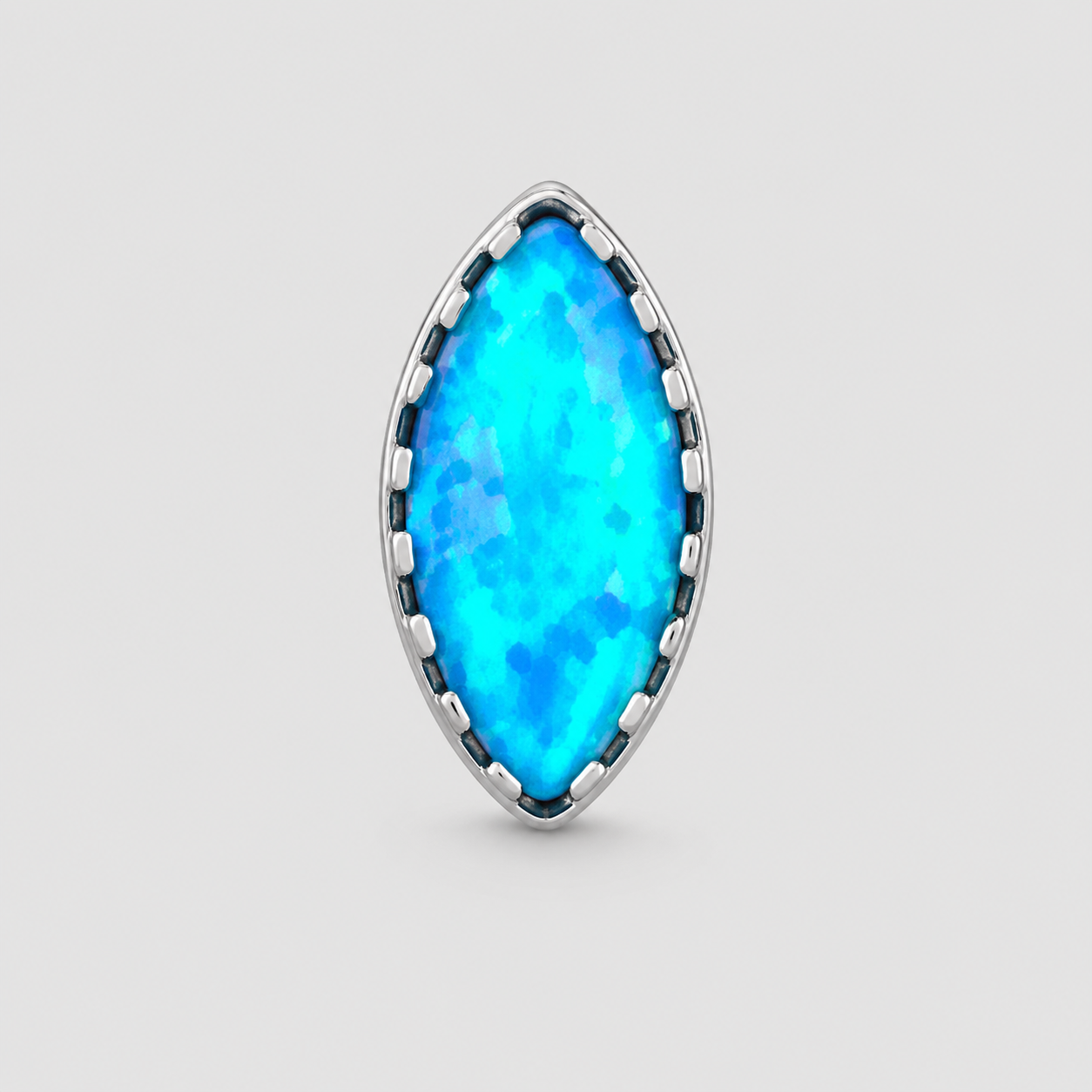 Lined Oval Blue Opal Labret in Silver - Titanium - Camden Body Jewellery