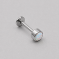 Bezel Set White Opal Stone Top Labret in Silver - Titanium - Camden Body Jewellery