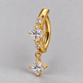 Hinged Belly Bar Square CZ Centre and Dangle in Gold - Titanium - Camden Body Jewellery