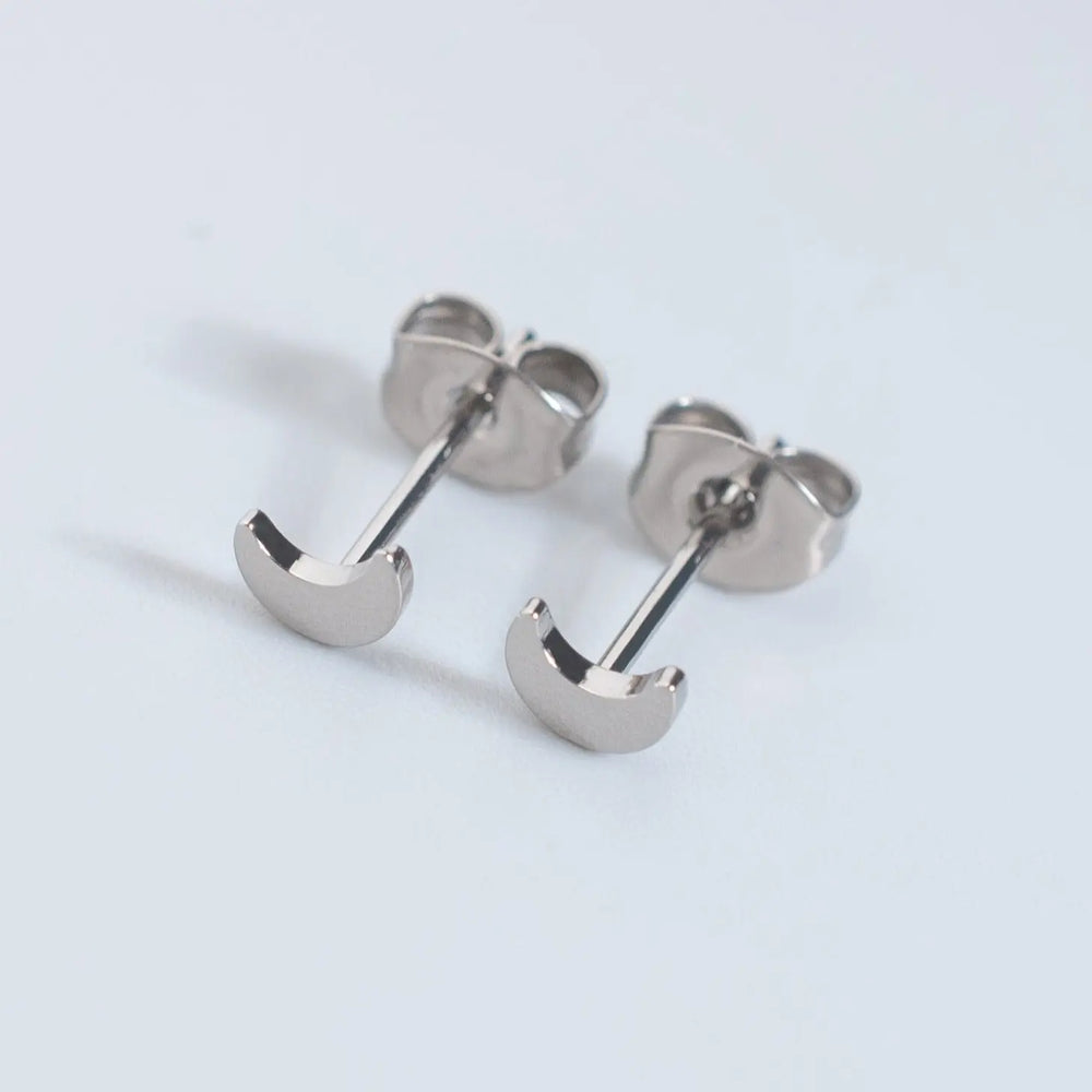 Crescent Stud Earrings - Titanium